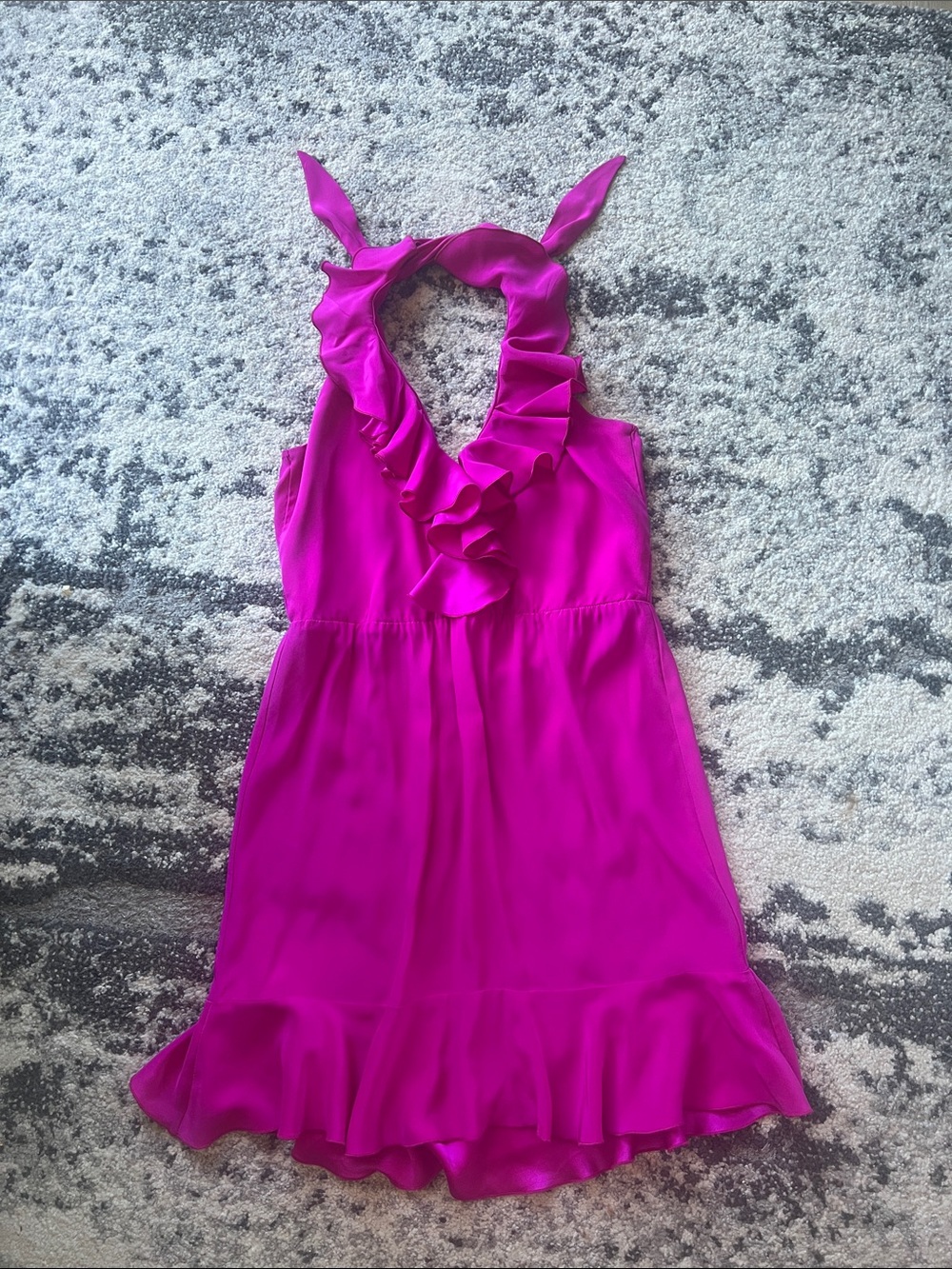 Amanda Uprichard Fuchsia Ruffle Halter Dress
